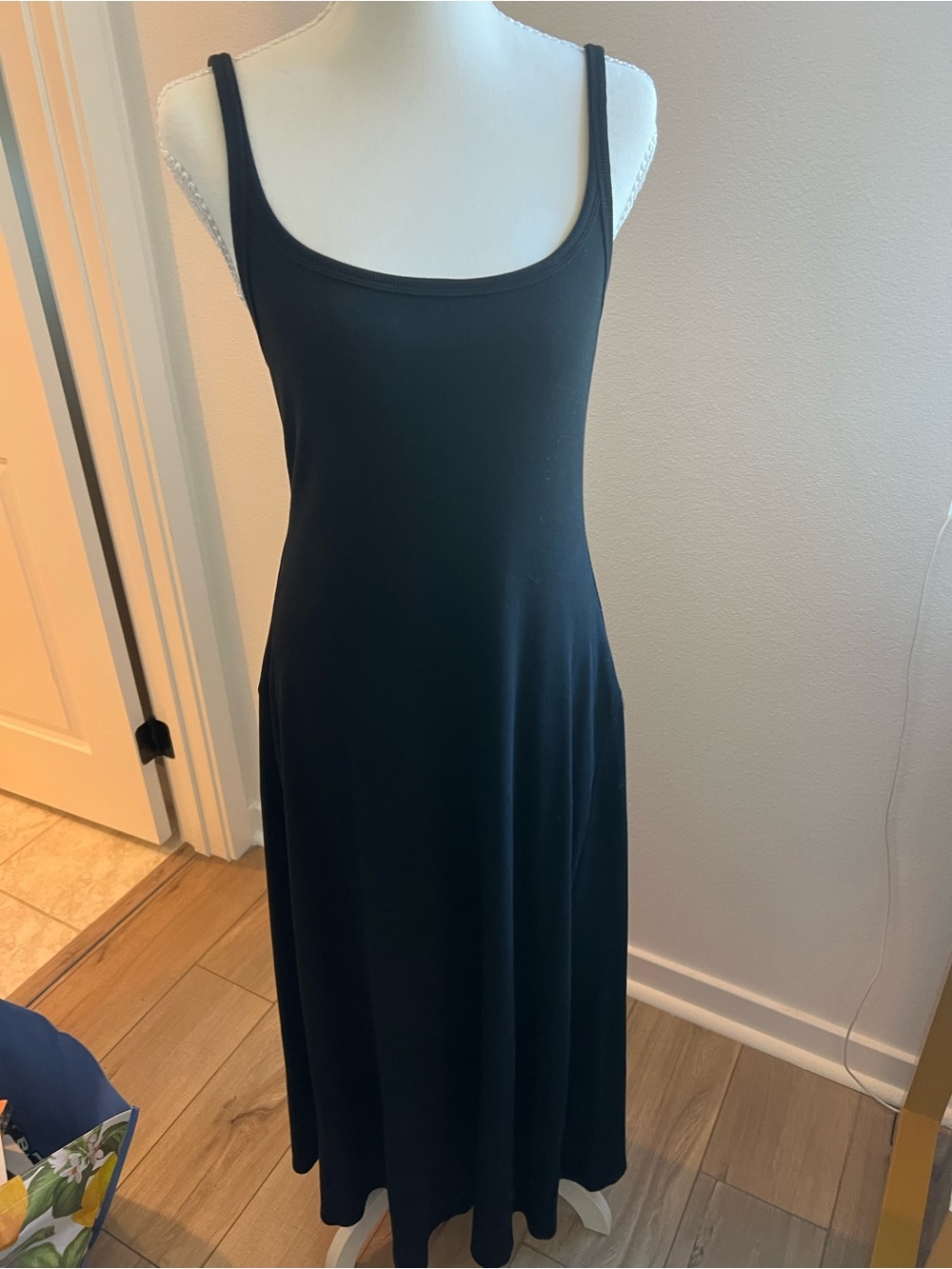 Old Navy Black Scoop Neck Maxi Dress with Slim Straps